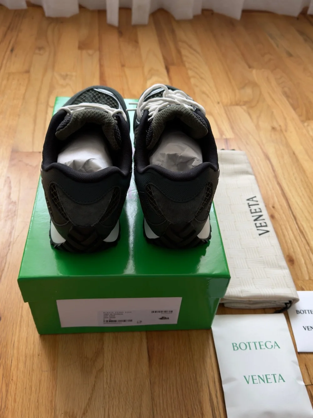 Bottega Veneta Black and Olive Green Men's Mesh Runner